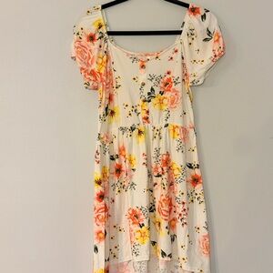 NOBO Floral Asymmetrical Dress - White, Pink, Yellow